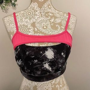 Sports Bra Danskin Padded Pink & Black Medium 8-10 Cut-Out‎ Adjustable Straps